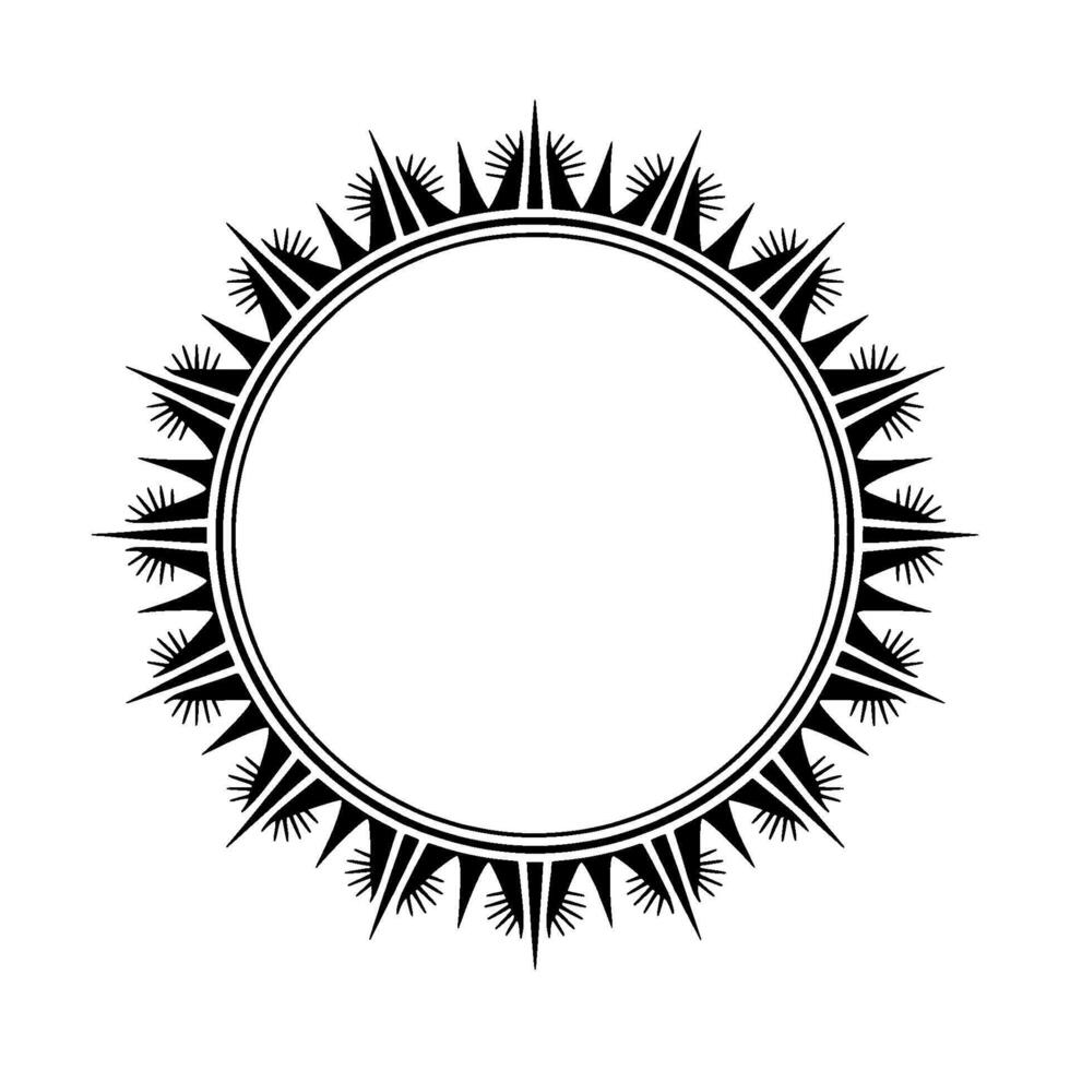 Geometric Crown, Minimalist Frame, Dark Outline, Circular Motif vector