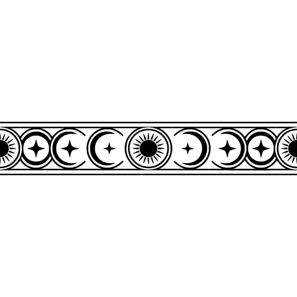 Celestial Border Lunar Solar Motif, Minimalist vector