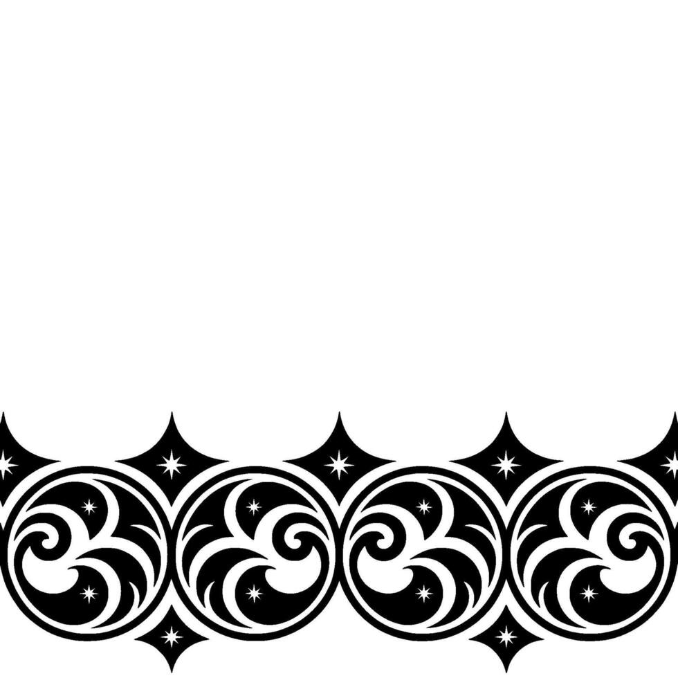 Intricate Black Ornamental Border, Celestial Motif vector