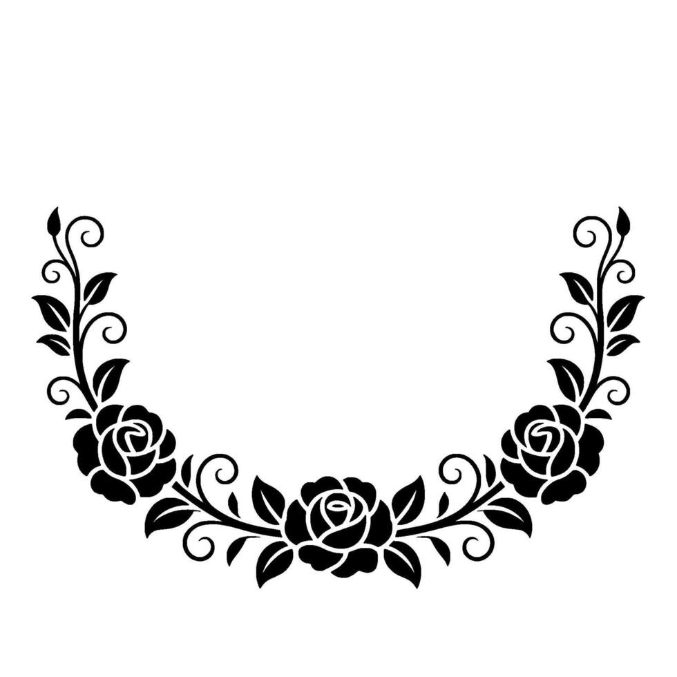 Elegant Floral Wreath Border, Vintage Style - Roses vector