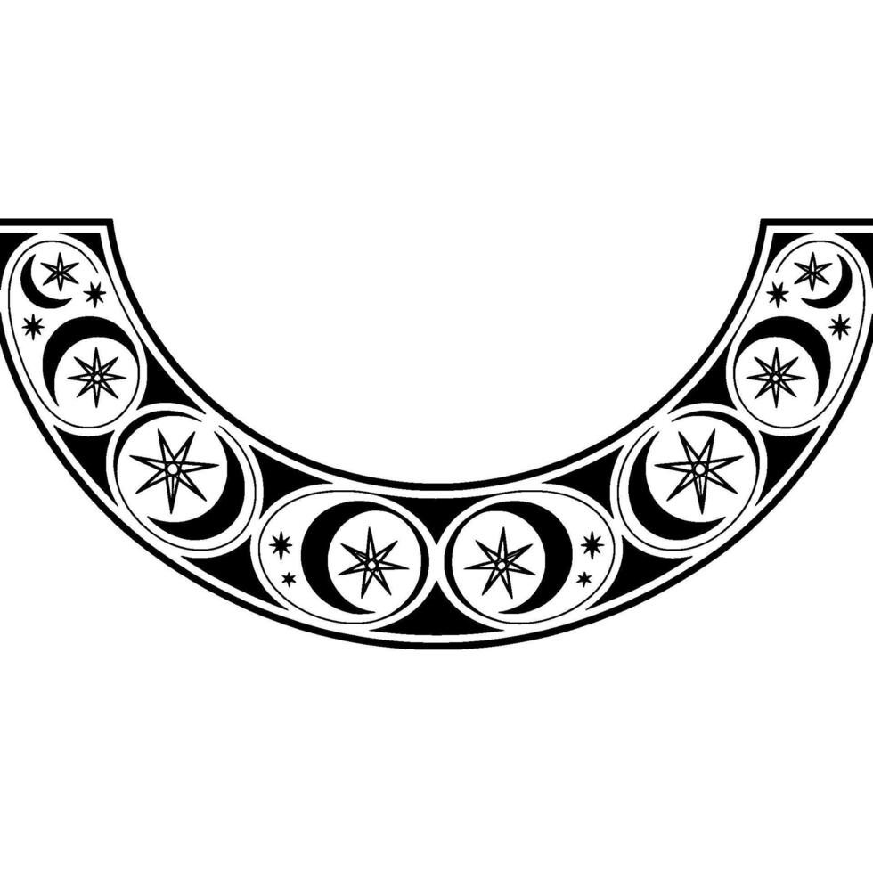 Celestial Crescent Stylized Moon Star Emblem vector