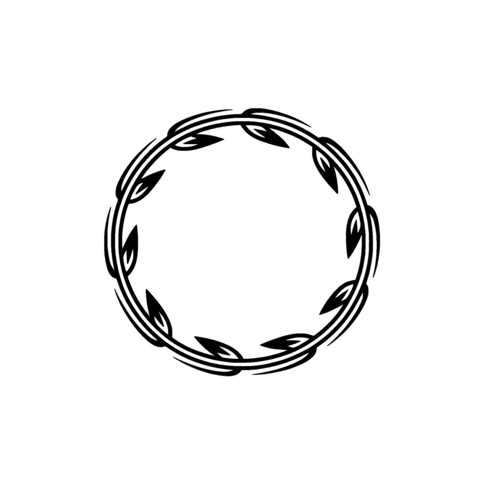 Stylized Leaf Wreath, Minimalist Circle Frame vector