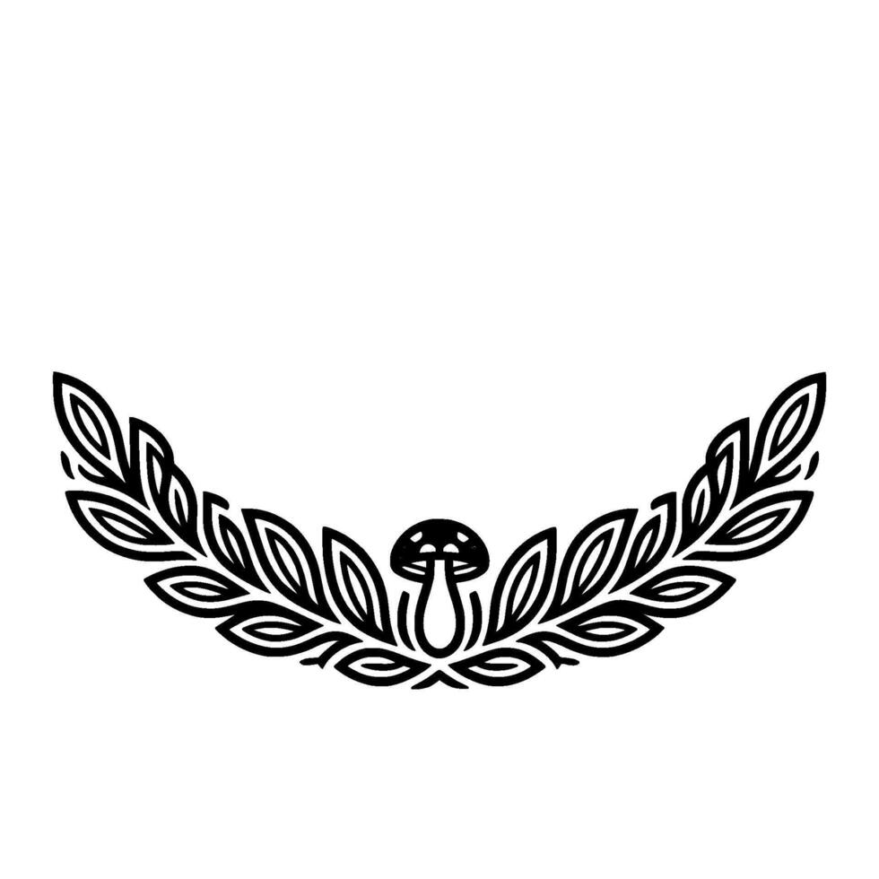 Stylized Mushroom Leaf Emblem, Organic vector