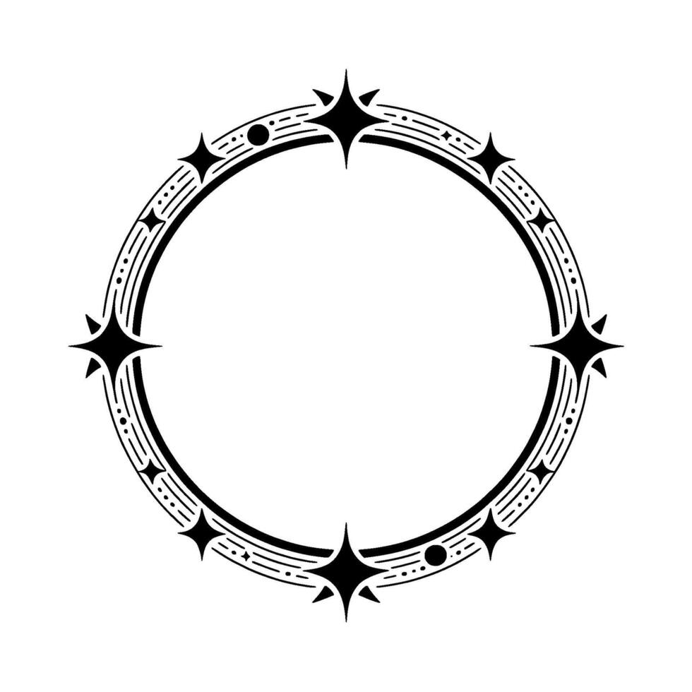 Geometric Star Frame, Minimalist , Circular Motif vector