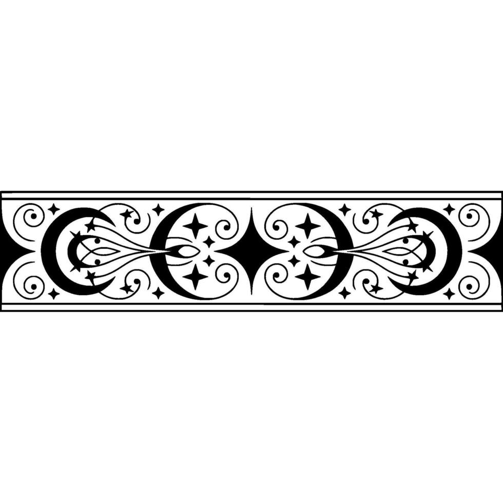 Ornate Black and White Decorative Border, Medieval Style, Ornament vector