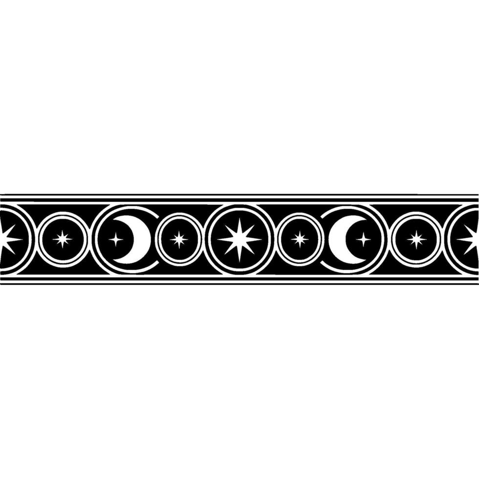Celestial Border Vintage Moon Star Motif, Decorative vector