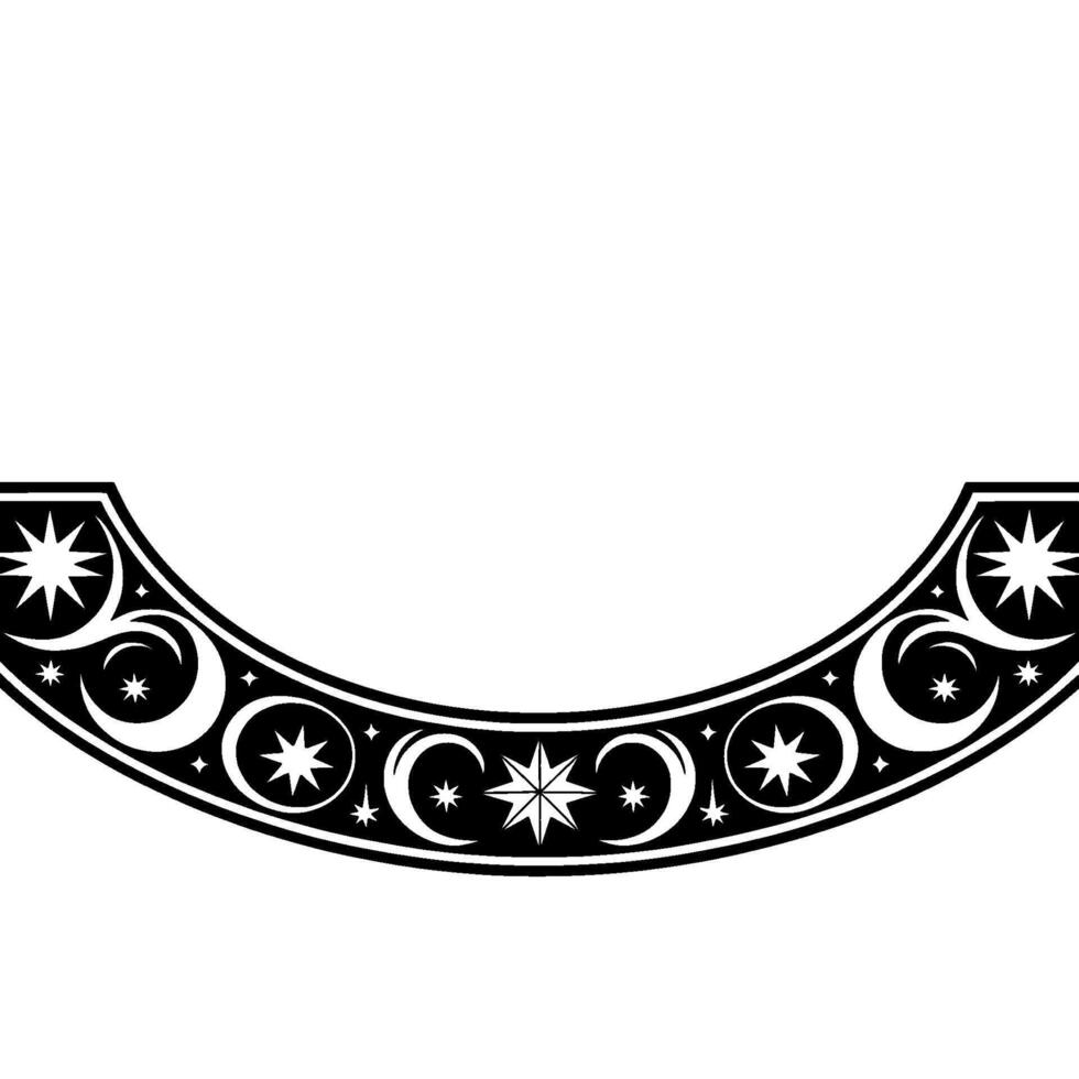 Celestial Crescent Border, Vintage Moon Star, Stars vector