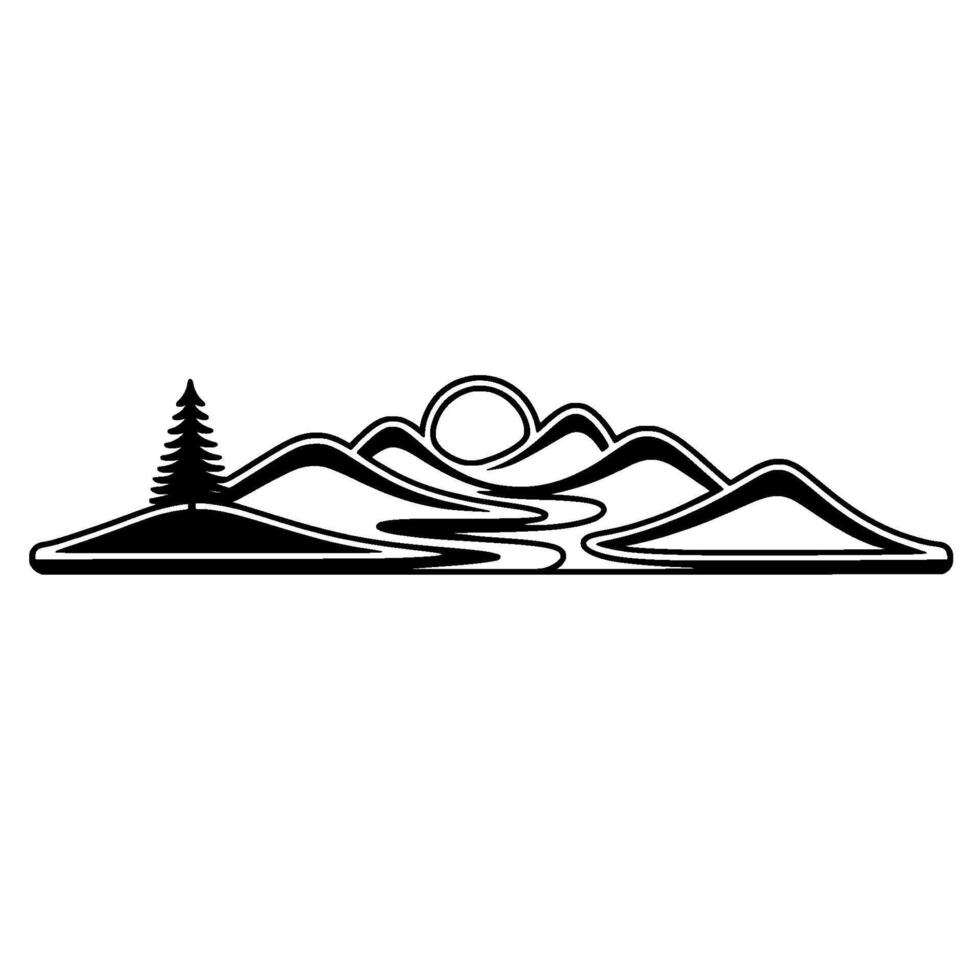 Serene Mountain Silhouette, Dawns Embrace vector