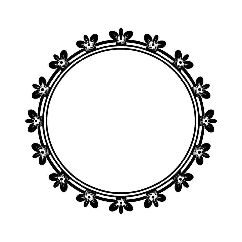 Elegant Floral Frame, Vintage Botanical, Circle vector