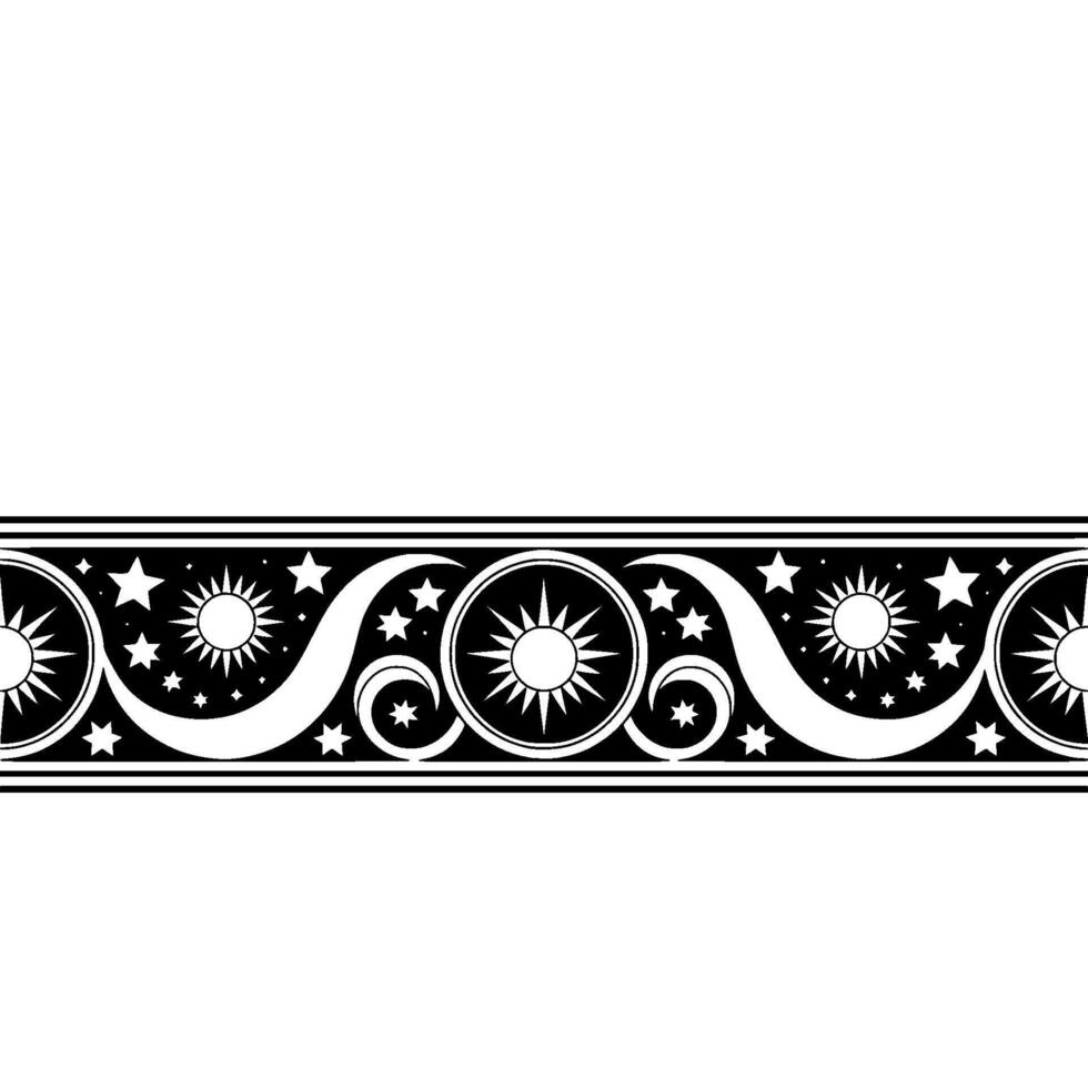 Celestial Border Ornate Star and Sun vector