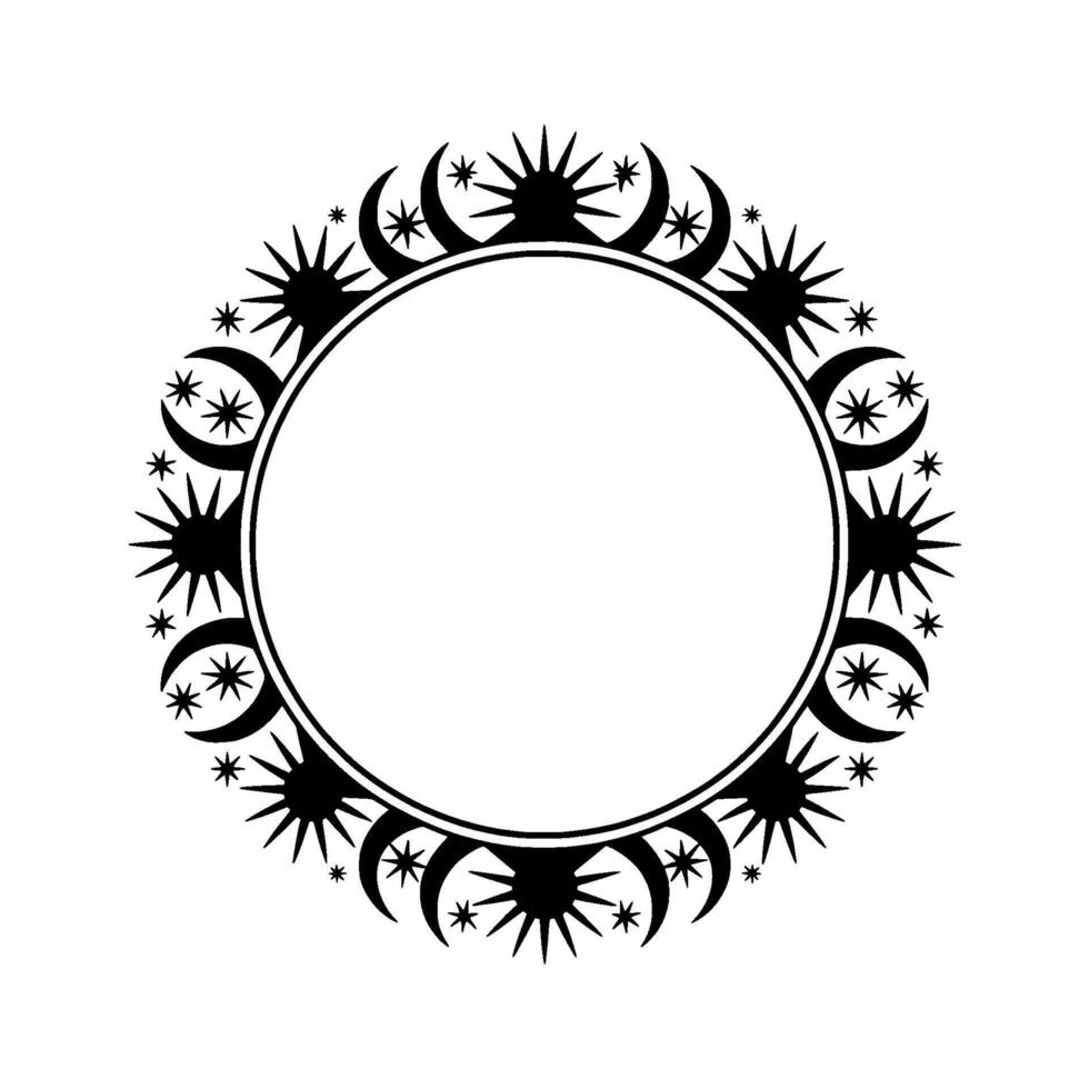 Celestial Circle Lunar Phases Starry Halo vector