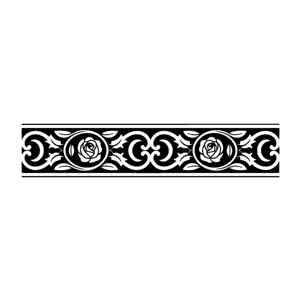 Intricate Black and White Rose Border vector