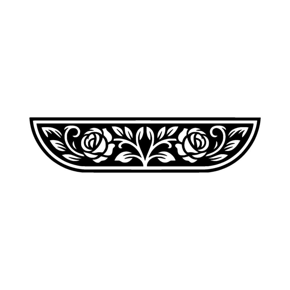 Elegant Floral Border, Vintage , Black and White - Rose vector
