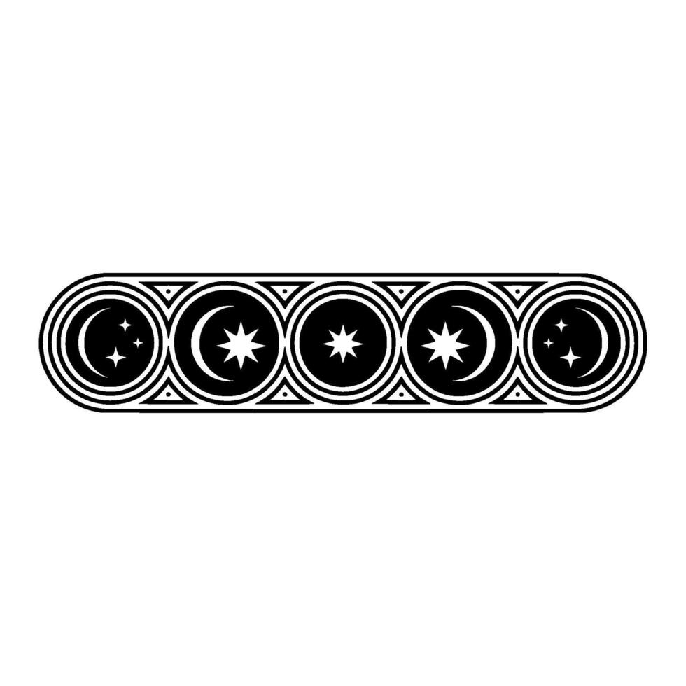 Celestial Lineage Stylized Moon Star Ornament, Lineart vector