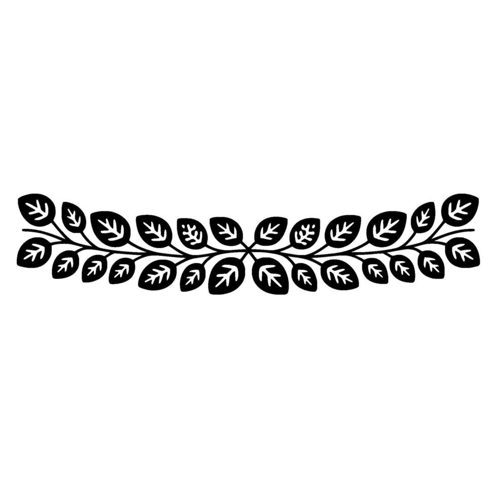 Stylized Leaf Border, Minimalist Botanical, Leaves vector