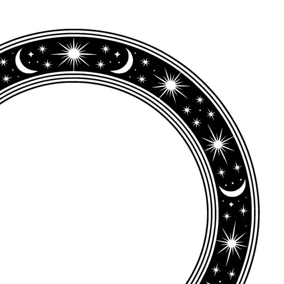 Celestial Arc Vintage Moon Star Border vector