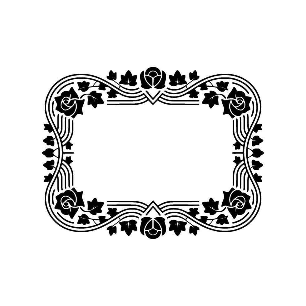 Elegant Art Nouveau Floral Frame, Vintage, Border vector