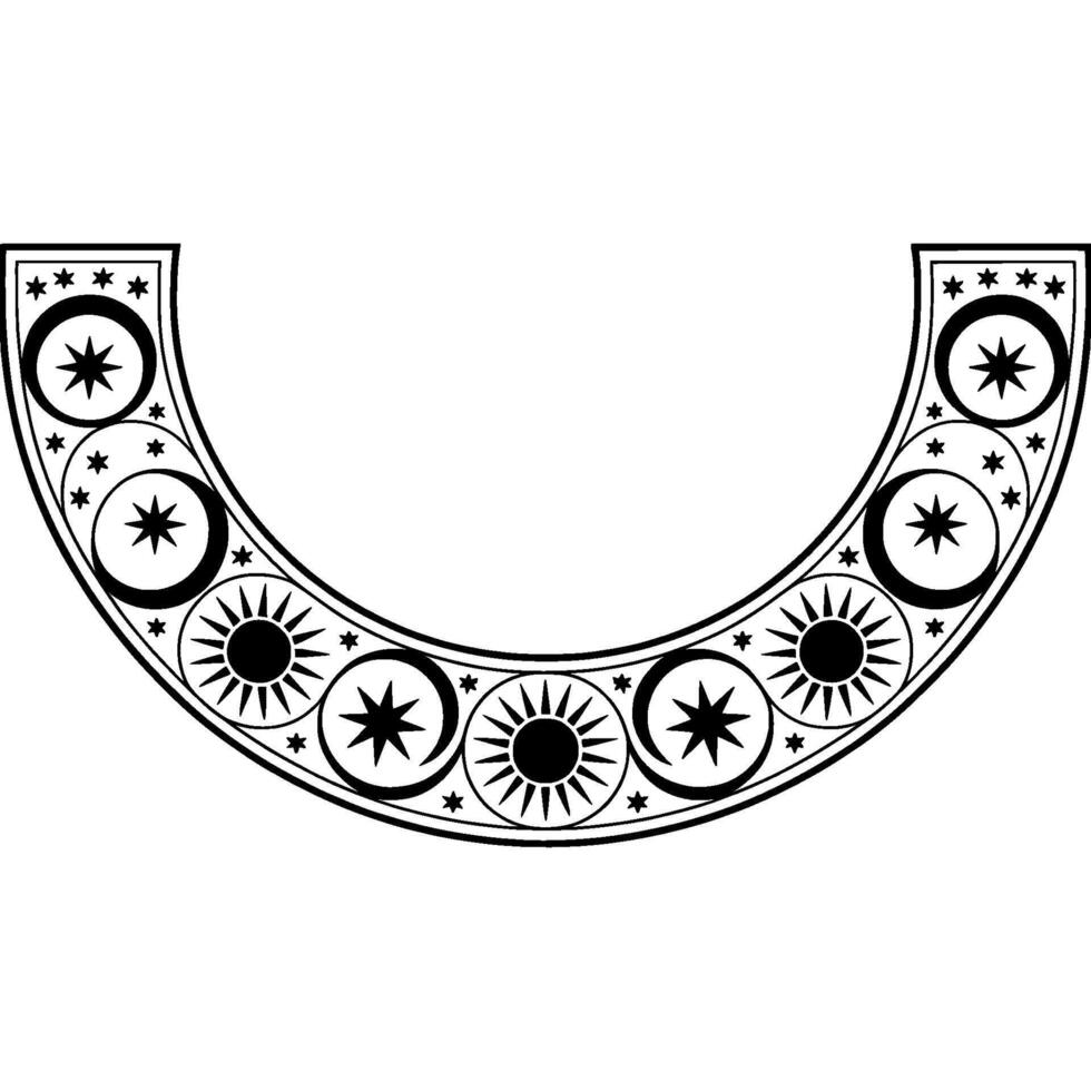 Stylized Crescent Moon with Celestial Elements vector