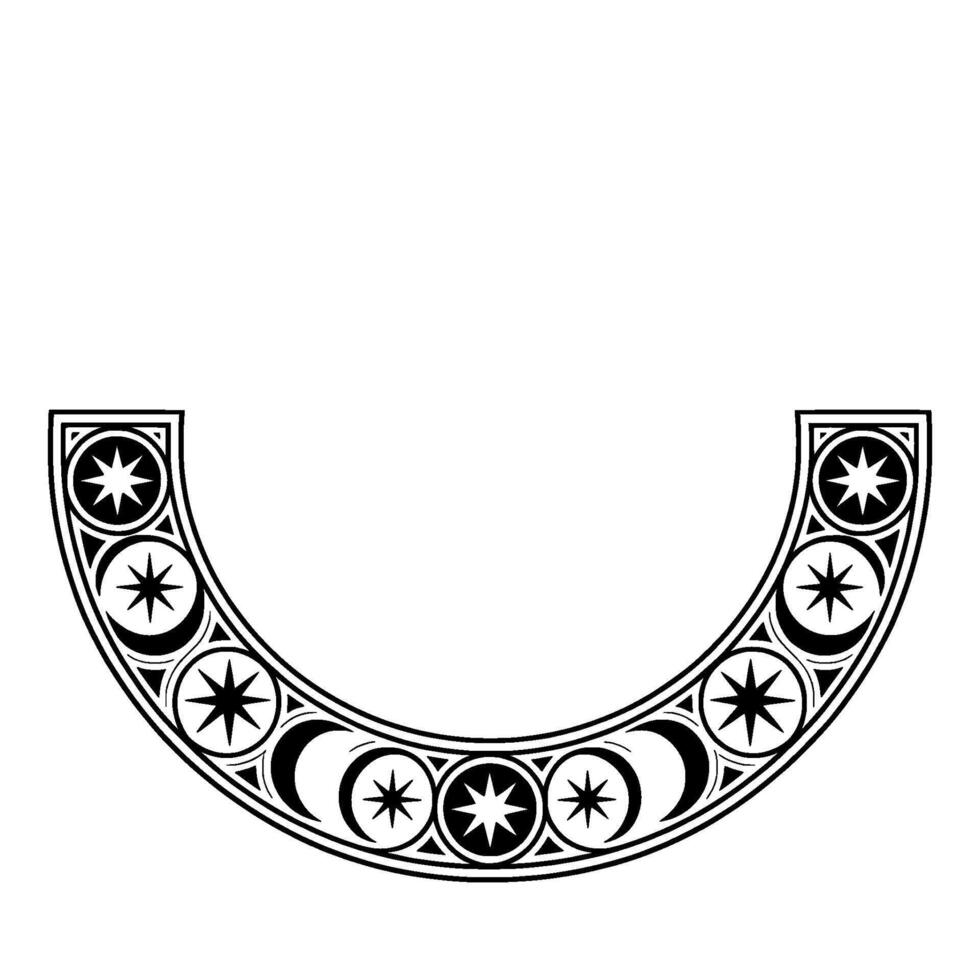 Celestial Crescent Vintage Moon Phases Starry Ornamentation vector