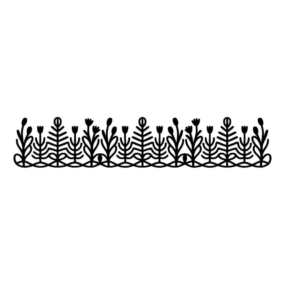 Stylized Floral Border, Minimalist Line Art vector