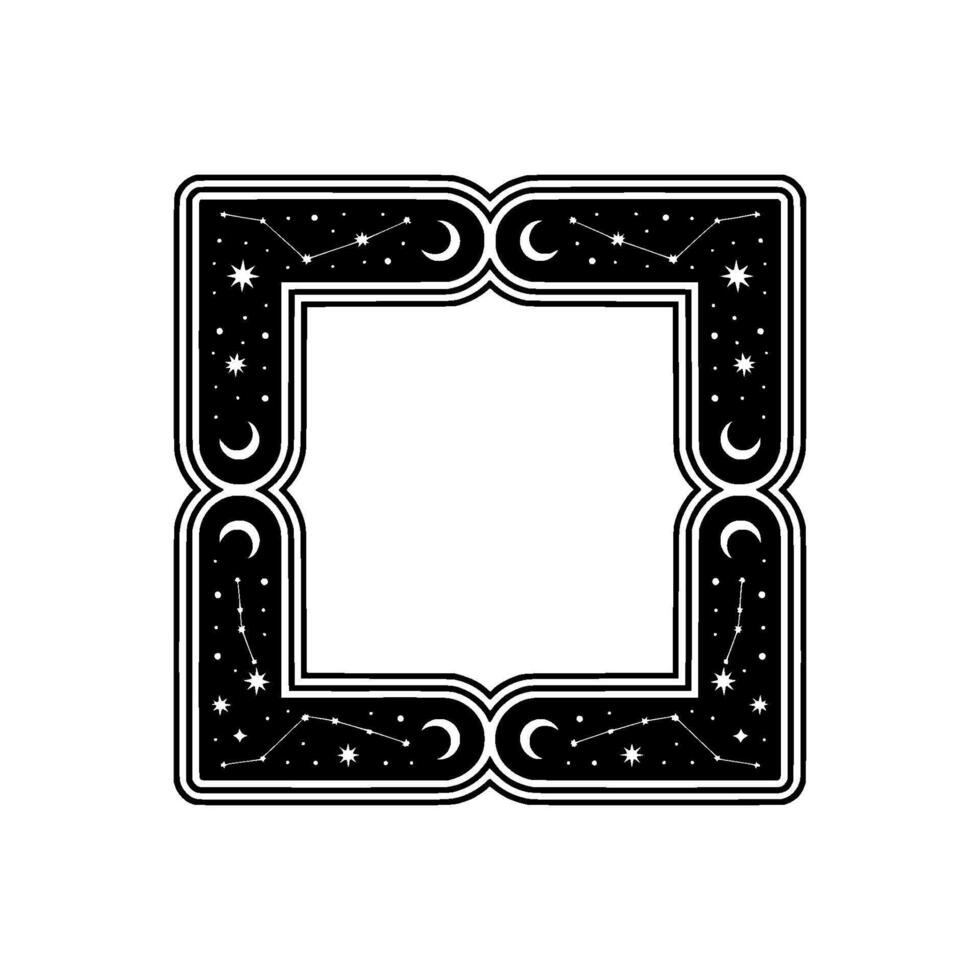 Celestial Square Frame, Starry Night vector