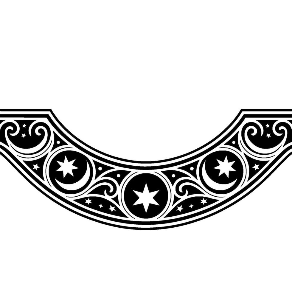 Ornate Crescent Moon Border, Vintage vector