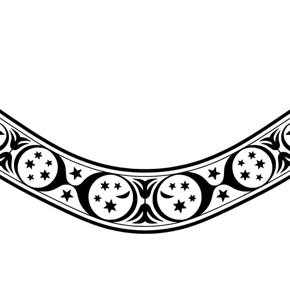 Celestial Crescent Ornament, Vintage Style, Moon vector
