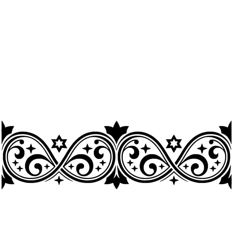 Elegant Black Floral Border, Vintage Element, Embellishment vector