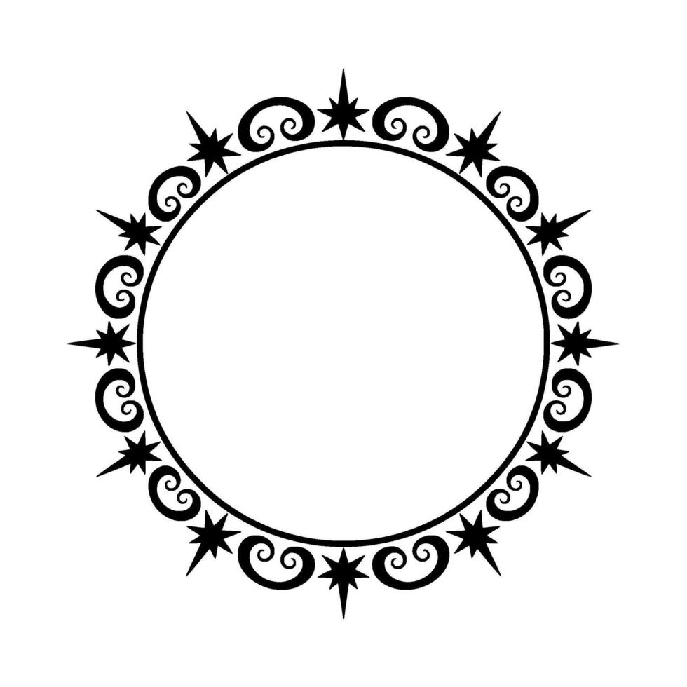 Celestial Border Stylized Star and Swirl Frame vector