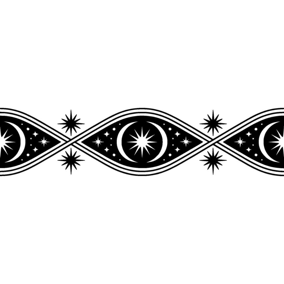 Celestial Eye Border, Cosmic Symmetry, Lunar Motif vector