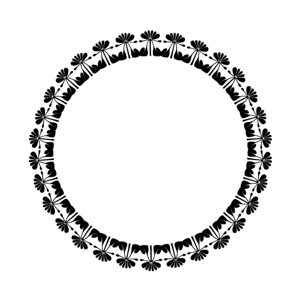 Stylized Floral Circle Border, Minimalist, Botanical vector