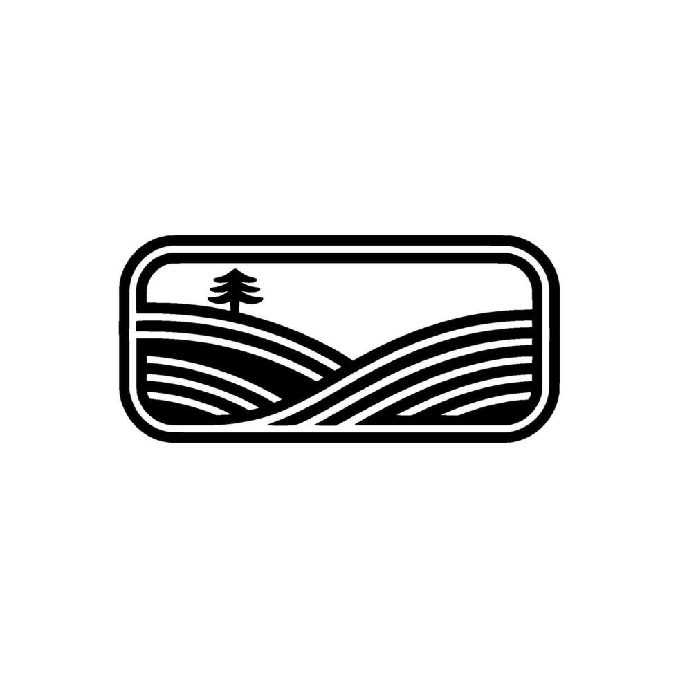 Minimalist Landscape Emblem, Serene Rural Scene, Silhouette vector