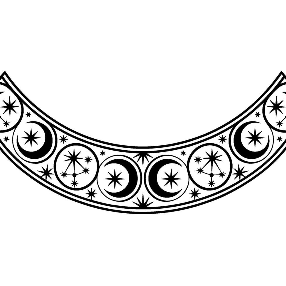 Celestial Crescent Moon Phases Starry Halo vector