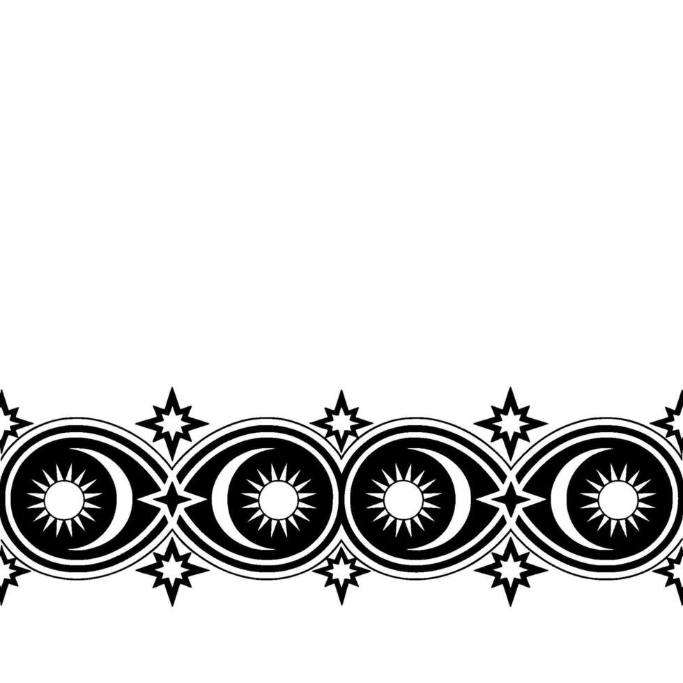 Celestial Border Lunar, Solar, and Starry Motif vector