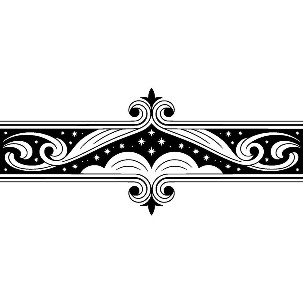 Elegant Black Swirl Border, Starry Night Deco vector