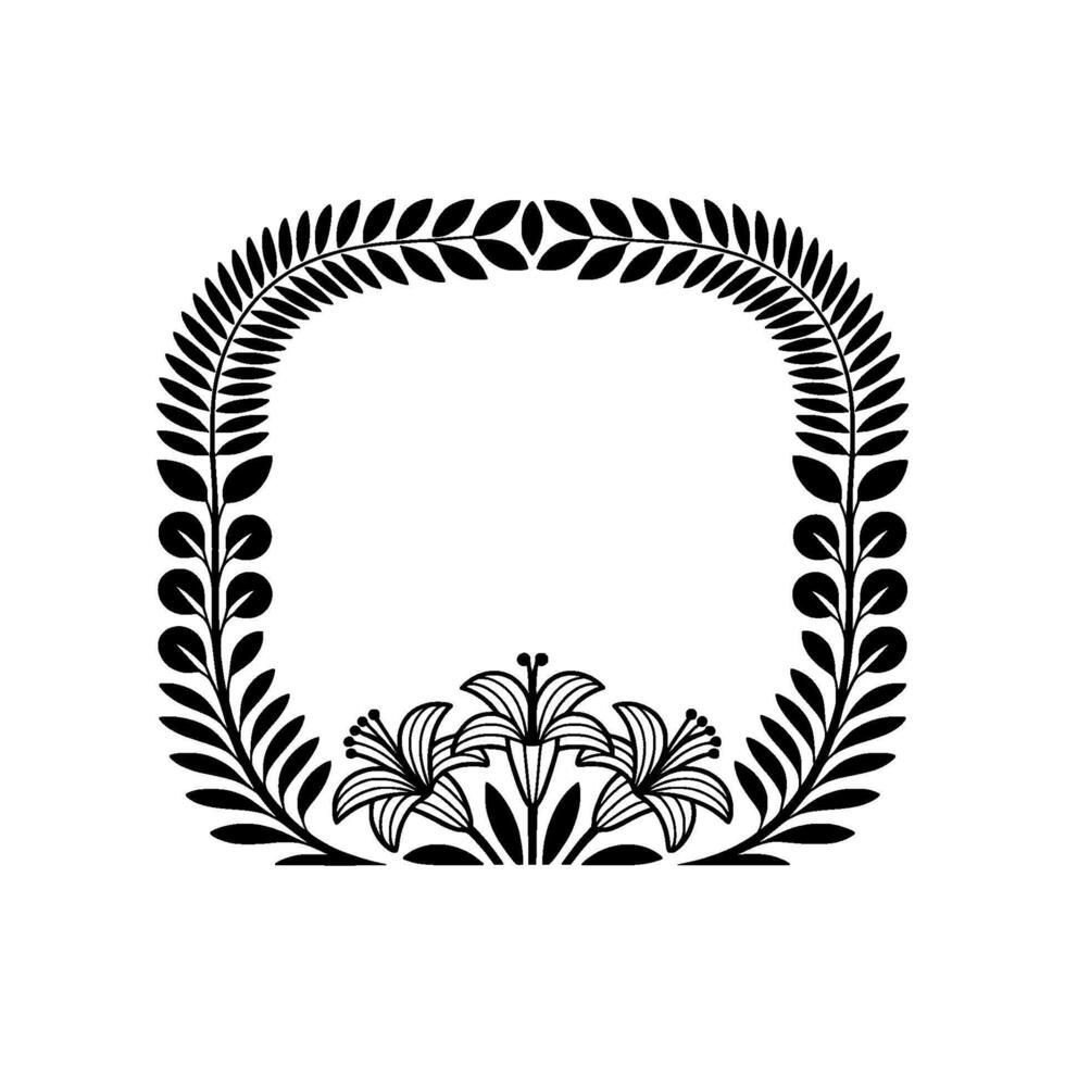 Elegant Botanical Frame, Vintage Style, Floral Accent vector