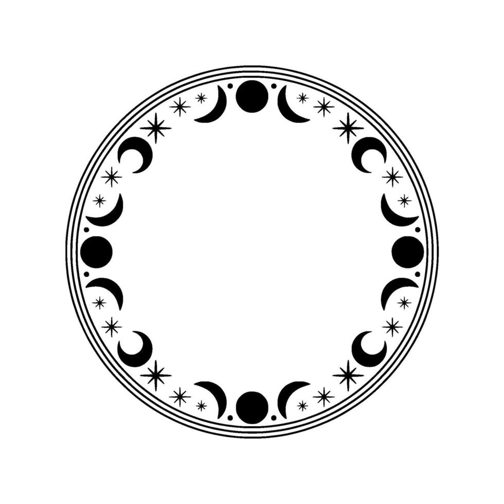 Celestial Cycle Moon Phases Starry Border vector