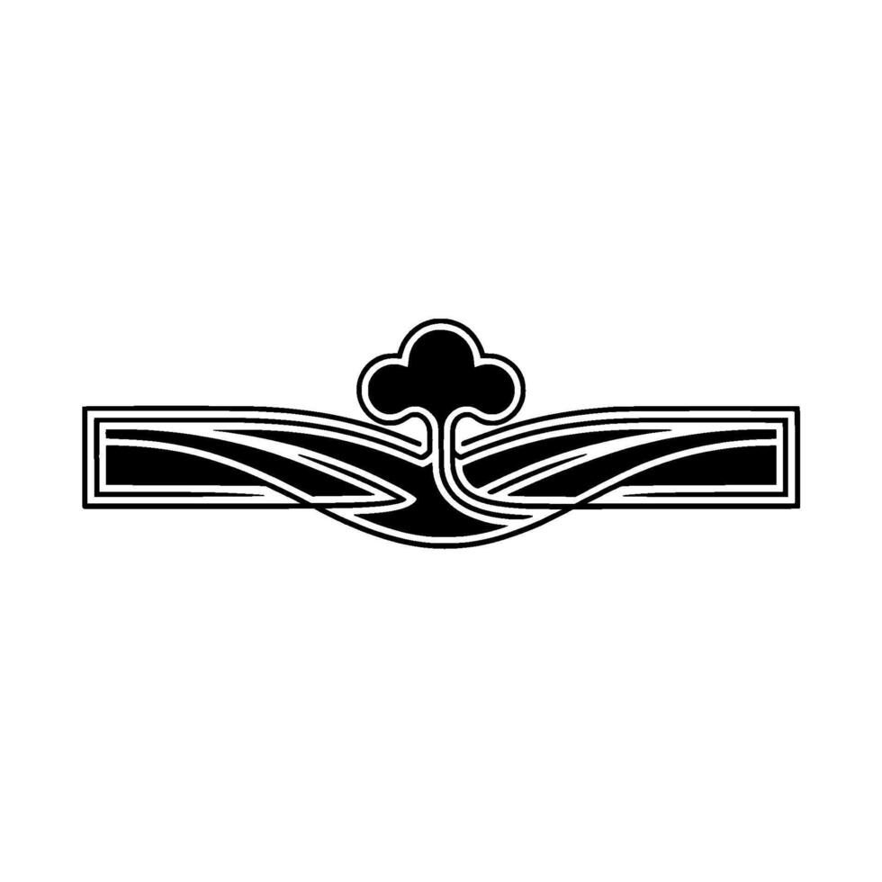 Art Nouveau Crest Wave, Tree, and Ribbon Ornament vector