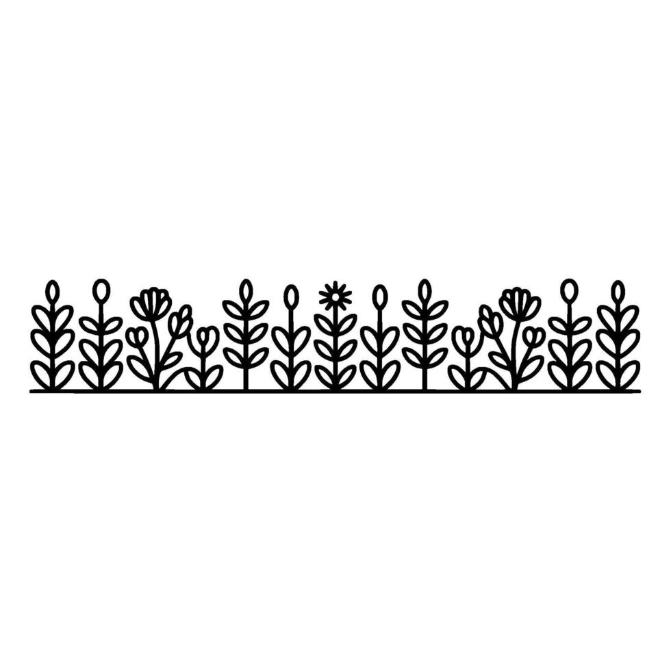Minimalist Botanical Border, Simple Line Art, Lineart vector