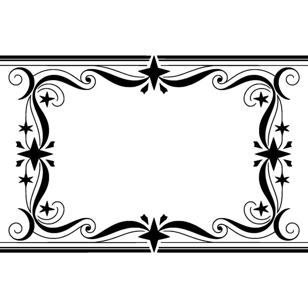 Elegant Vintage Frame, Decorative Border, Stylized Stars vector