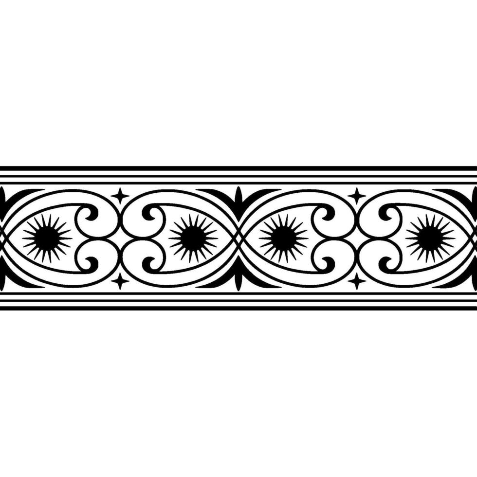 Elegant Black and White Decorative Border, Vintage Style - Swirls vector