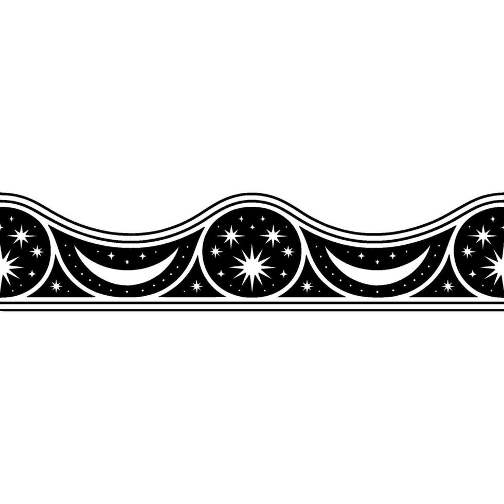 Celestial Wave Border, Vintage Starry vector