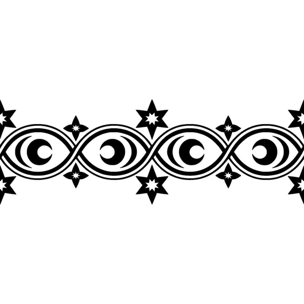 Celestial Border Stylized Moon Star Ornamentation, Pattern vector