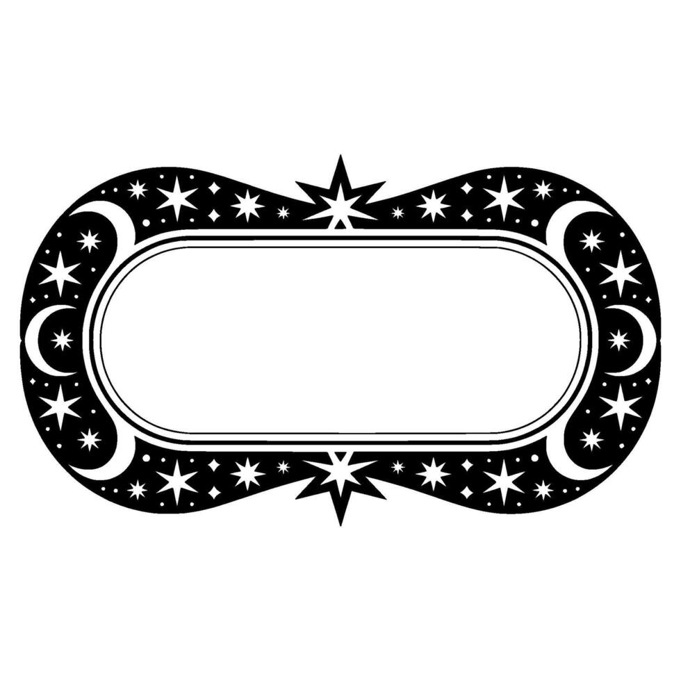 Celestial Oval Frame, Vintage Night Sky vector