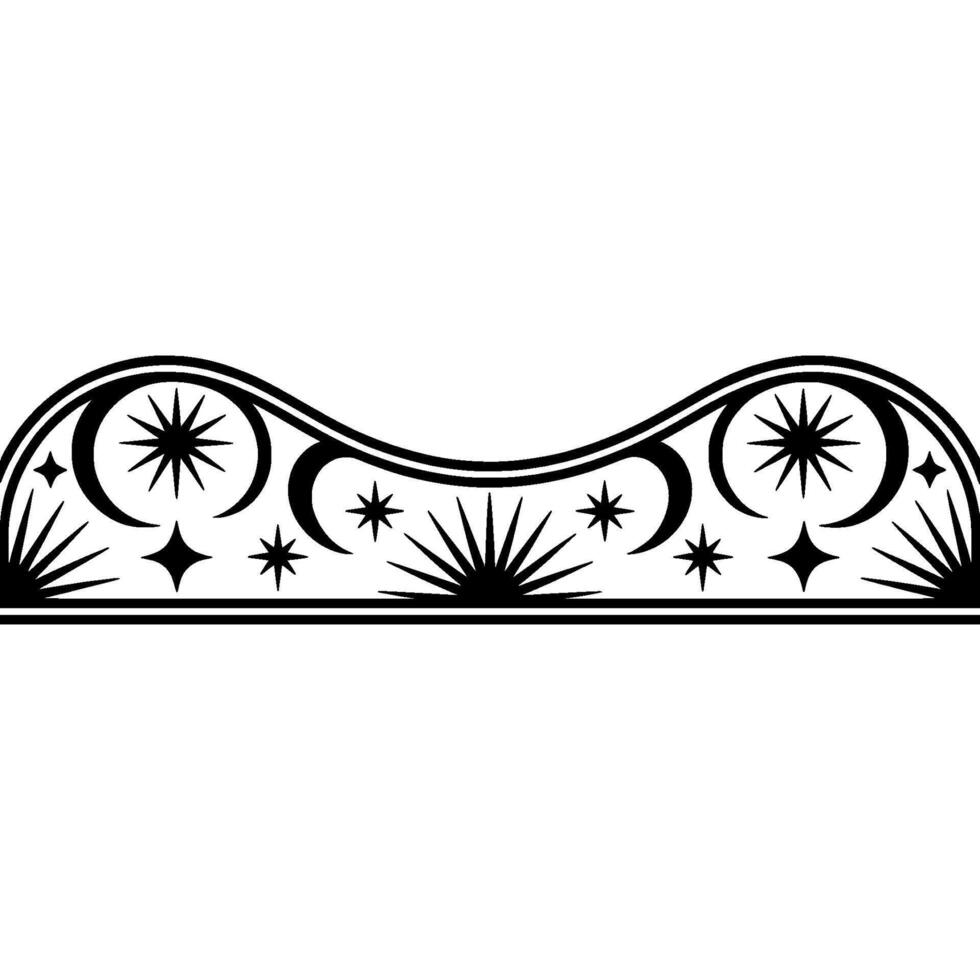 Celestial Wave Border, Vintage Starry, Decorative vector