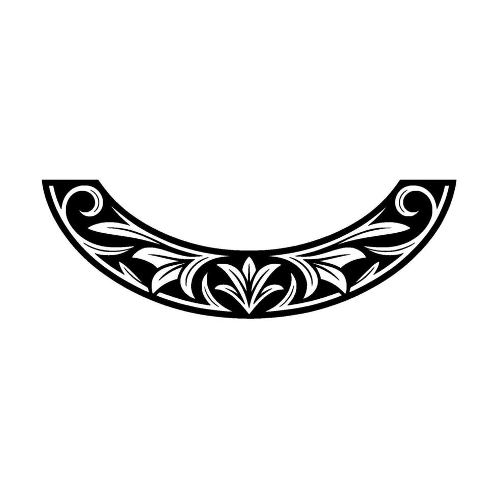 Elegant Black Floral Scroll Ornament, Vintage vector