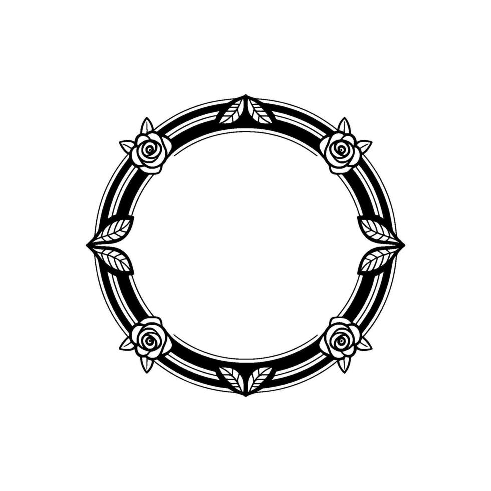 Elegant Floral Circle Frame, Vintage Style - Roses vector