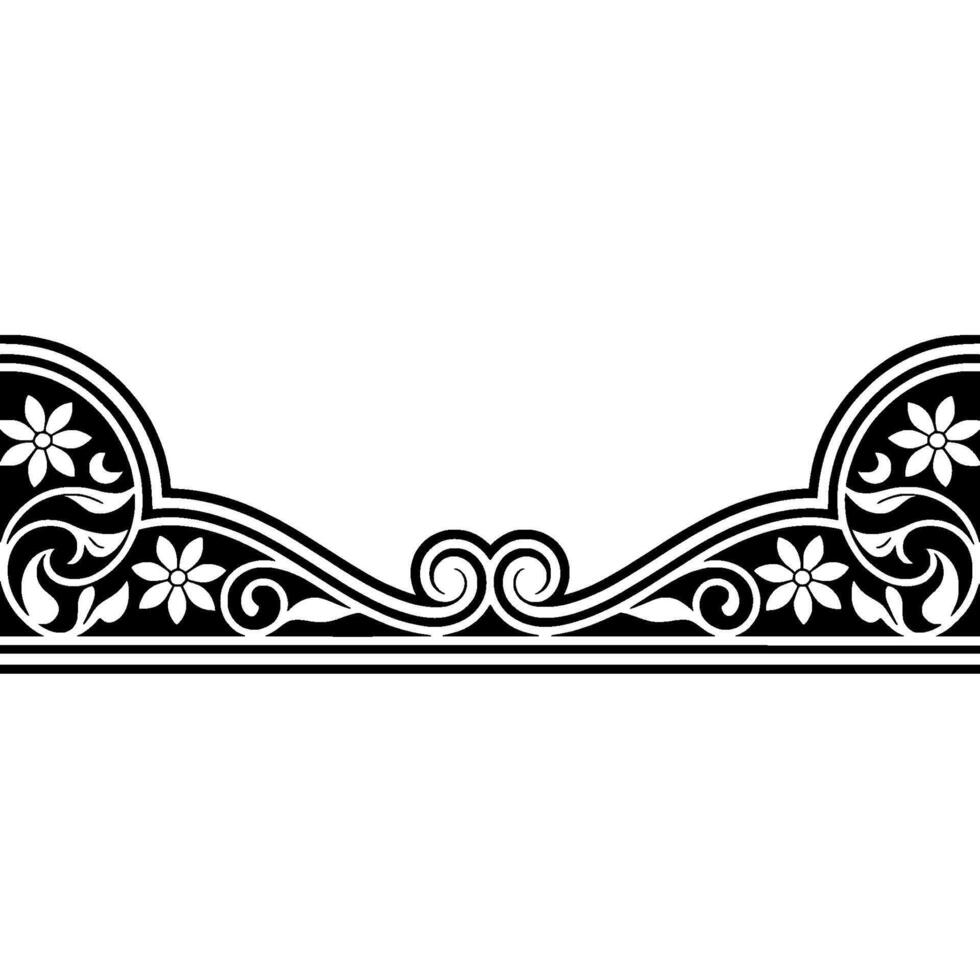 Elegant Vintage Floral Border, Black White vector
