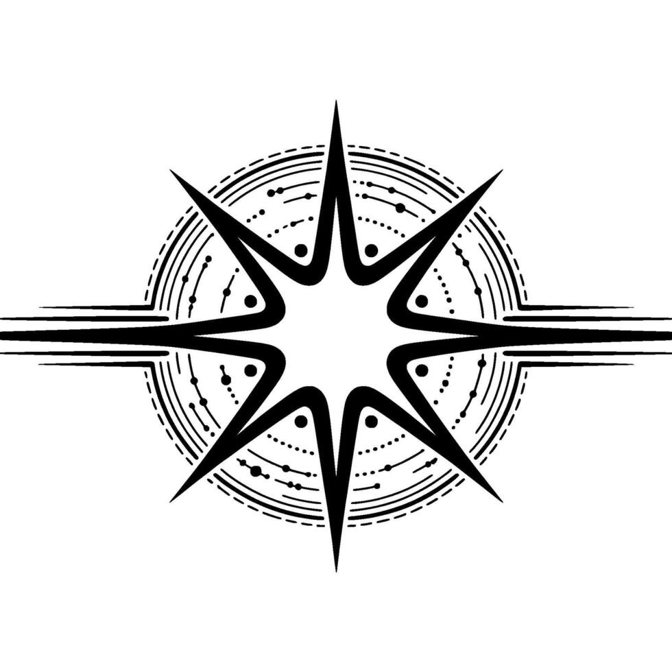 Geometric Starburst, Minimalist , Circular Symmetry, Lines vector