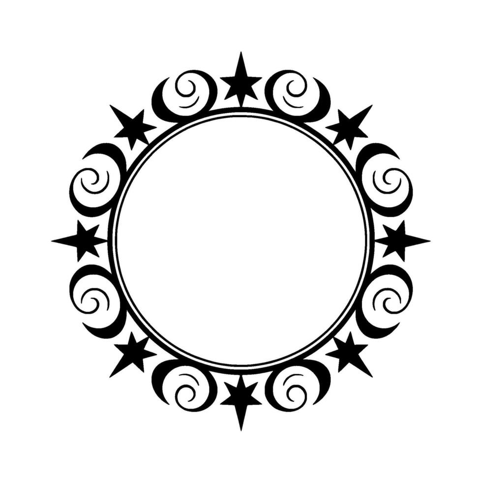 Celestial Circle Frame - Vintage, Mystical, Decorative Border vector